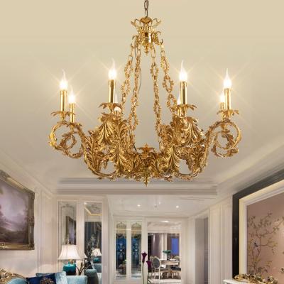 China New Design Living Room Bedroom Modern French Home Decor Candle Light Brass Chandeliers for sale