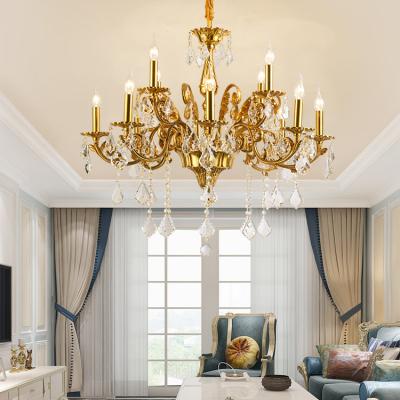 China Modern Gorgeous French Luxury Modern Living Room Brass Pendant Lamps Led Crystal Chandelier Light for sale