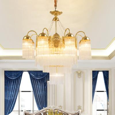 China French New Design Acorn Shape Home Decor Living Room Brass Led Crystal Chandelier Light for sale