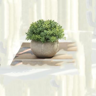 China Realistic/Long Lasting Topiary Shrubs Factory Wholesale Mini Artificial Plants Plastic Colorful Flower Ball Grass With Gray Pot For Home Decoration for sale