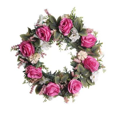 China Inches Decorative Wedding Home Direct Real Cane Flower Wreath Faux Greenery Realistic/Long Lasting Christmas Plant 15 Plant Artificial Garlands Wreath for sale