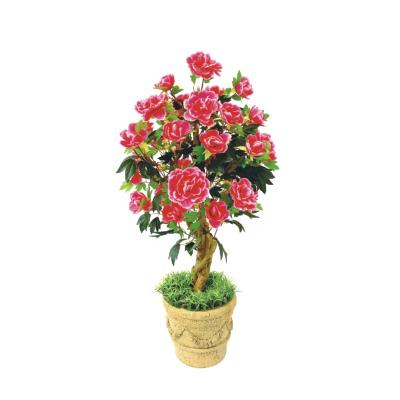 China Wholesale High Quality Realistic/Long Lasting Artificial Trees Flower Peony Plant In Pot For Garden Outdoor Decoration Fake Trees With Grass for sale