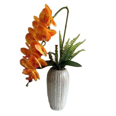 China Lifelike / Long Lasting Potted Artificial Flowers Orchid In Ceramic Flower Vase for sale