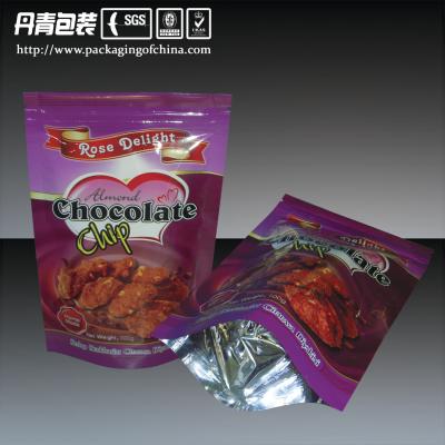 China Levántese el bolso del papel de aluminio de la categoría alimenticia de la bolsa de la cremallera para el empaquetado del microprocesador de chocolate en venta