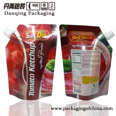 China Plastic Sauce Stand Up Pouch With Spout   Stand Up Pouches For Food Packaging for sale