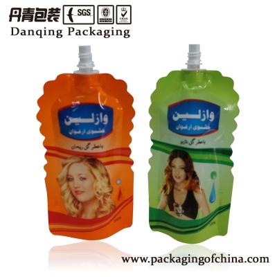 China Customized Printed Stand Up Pouches With Spout , Body Lotion Cosmetic Pouch Bag for sale