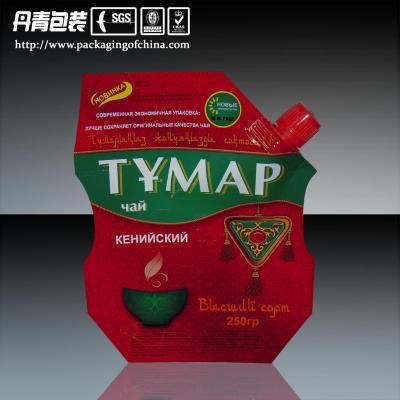 China Bolsa de empaquetado del té de Doypack de la comida de la prueba del escape con embalaje flexible del canalón en venta