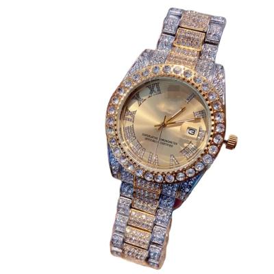 China Fashion Luxury New Brand Auto Date Diamond Quartz Women's Watches Clock Dial Diameter 42mm Black Butterfly Clasp for sale