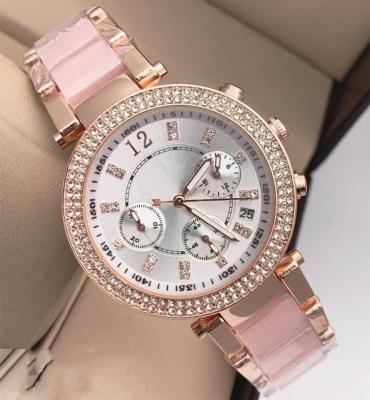 China Automatic Date Ladies Fashion Pink Wrist Watch Women Watches Top Brand Quartz Luxury Mk Watch Style Female Clock for sale