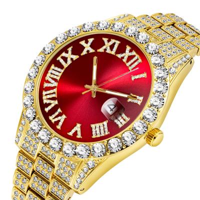 China Roman Numerals Top Brand Luxury 18k dial date 2020 automatic modern bule Diamond Waterproof Red gold quartz watch men green for sale