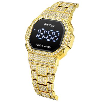 China 2021 Automatic Date Square High End Mens Diamond Full Touch Sports Watch for sale