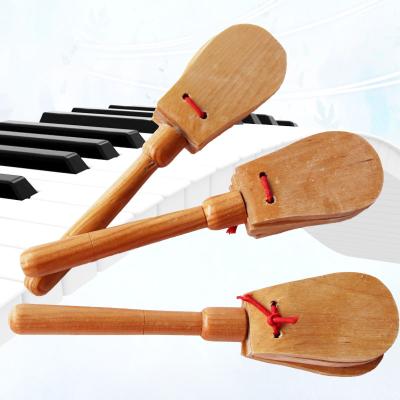 China Children learning & Type exercise; Music Enlightenment Customized Cheap Wooden Hand Clappers Musical Instrument Castanets For Kids for sale