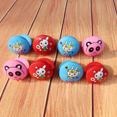 China Children learning & Type exercise; Musical Enlightenment Musical Instruments Baby Castanets Cartoon Pattern Infant Round Finger Wooden Castanets for sale