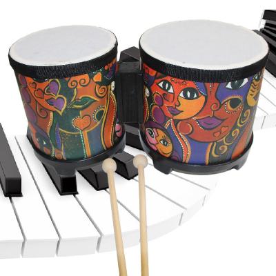 China Children learning & Type exercise; Cheap Music Enlightenment Drum Wooden Bongo Drums Set Children Toy Musical Instrument Bongo Drums for sale