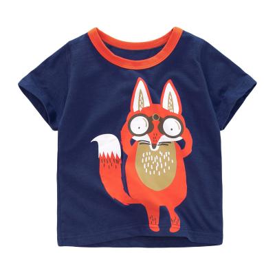 China Anti-shrink patchwork hot sale kids shark print kids Amazon two-tone T-shirt for sale