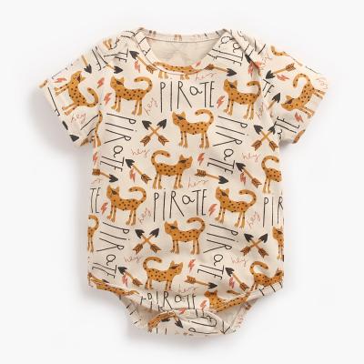 China Cotton Cute Cartoon Animal Print 100% Cotton Knit Rompers Baby Boy Baby Clothes for sale