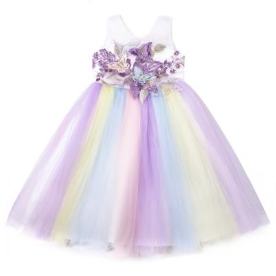 China Summer Hot Selling Breathable Lace Candy Princess Rainbow Dress Children's Bridesmaids Dresses for sale