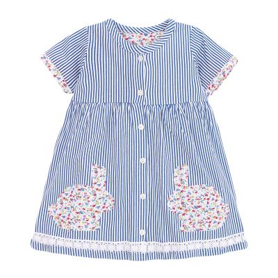 China new Anti-wrinkle summer design blue and white striped floral dress for sale