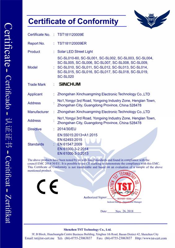 CE - Zhongshan Xinchuangming Electronic Technology Co., Ltd.