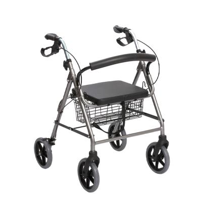 China Foldable Rollator Soft Aluminum Convenient Handles Seat Storage Bag Medical Comfortable Walker for sale