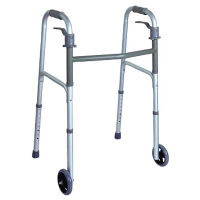 China Chinese Manufacturer Durable Aluminum Adjustable 2 Adjustable Paddle Folding Walker for Elderly and Disabled with Wheels SC4040W for sale