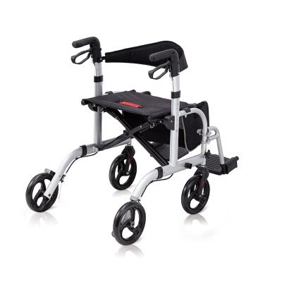 China Comfortable adults alloy drive r8 rollator lightweight aluminum foldable walker with seat for sale