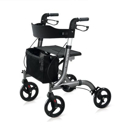 China Popular 8 Inch Aluminum PVC Rolls Moodern Adjustable Aluminum Rollator With Seat for sale