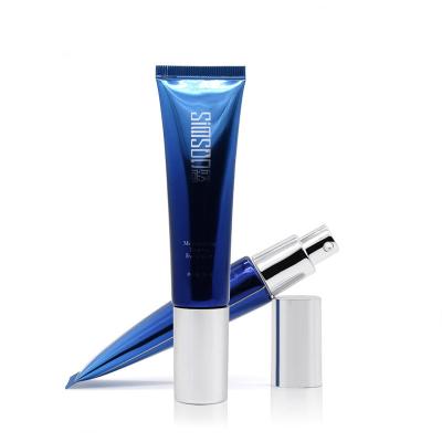 China Cosmetic BB Pump Tube 30ml Eye Cream Lotion Tube Aluminum Airless Squeeze Cosmetic Pump Soft Tubes for sale