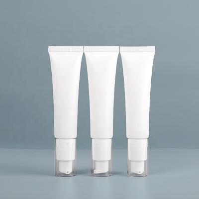 China Cosmetics 30ml Pump Lotion Base Tube BB Cream White Squeeze Airless Cream Tube Airless Base Tube for sale