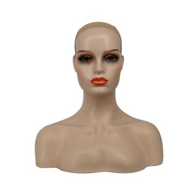 China With Wholesale Realistic Female Wig Wig Display With Shoulder Flat Hair Makeup Fiberglass African American Mannequin Head for sale