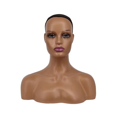 China With European Wig Beauty Scarf Hat Display Props Black Mannequin Head For Realistic Wigs Female for sale