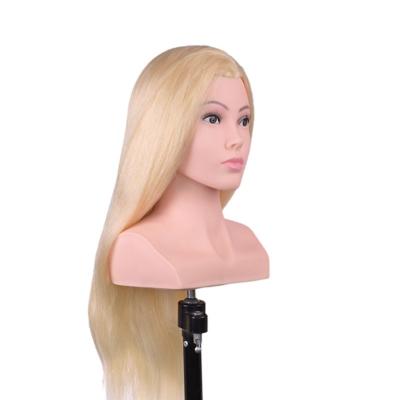 China 100% Hair Training Head Hair Training Head With Shoulder Hair Styling Mannequin Practice Head Realistic Dye Coloring Dolls for sale