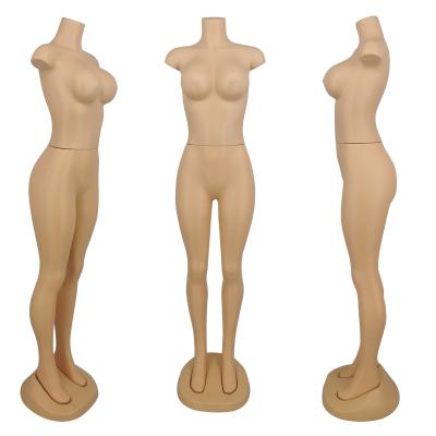 China Hot Selling Full Body Big Bust Size Female Headless Mannequin Plastic Skin Color Plus Mannequin For Clothes Display for sale