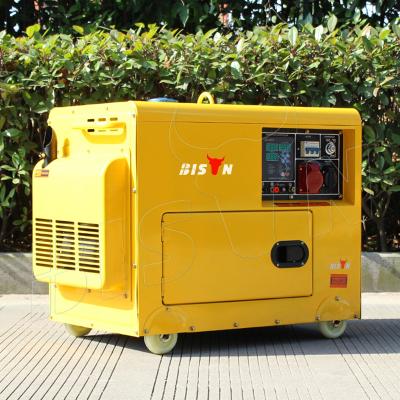 China BISON(CHINA) BS7500DSE 6kw 6000 watt 6kva sound proof portable air cooled diesel generator BS7500DSE for sale