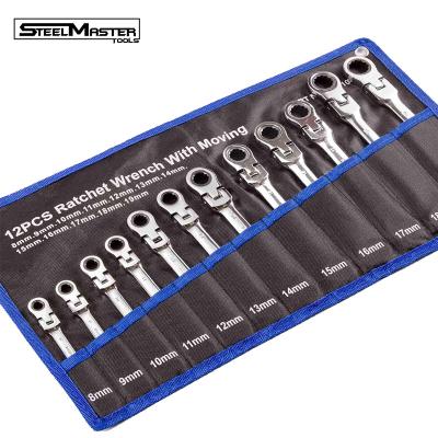 China Mirror Finishing in High-Polished Chrome Wrench 8-19 mm Metric Wrench Set Hand Tools Tool Kit Full Narrow Open Ratcheting Combination Wrench Set for sale