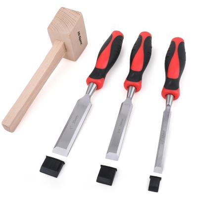 China 4 Piece Mallet Wood Chiset Breaker Sharpener Mallet Wood Chisel and Wood Chise Beech Wood Chisel Set for Carving Wood for sale