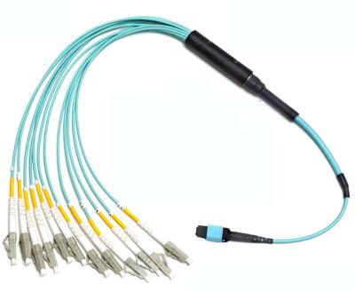 China High Density Telecom Fiber Optic Cable 8F 12F 24F MPO-LC Harness Cables Assemblies / MTP Patch Cord for sale