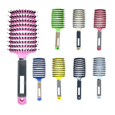 China Fashionable Hair Comb China Poplar Logo Happy Bristle Hair Brush Custom Made For Salon Barber Home Curly Detangle Hair Comb for sale