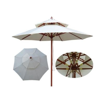 China Double Layer 9FT Diameter 2.7M Wind Resistant Windproof Wooden Garden Sunshade for sale