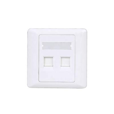 China Network / Telecom Faceplate Best Price 2 Ports Wall Outlet Trapezoidal Jack White Rj 45 Faceplate for sale