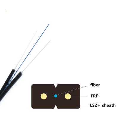 China LSZH 2 Cores Singlemode With 2 Parallel FRP FTTH GJXFH Drop Cable Fiber Optic Cable for sale