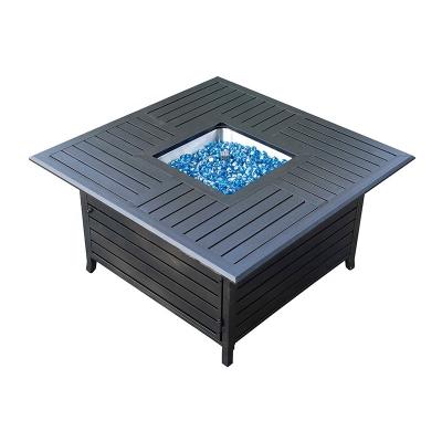 China Western Style Furniture Tubular Aluminum Outdoor Garden Furniture Patio Sets Tubular Square Fire Table for sale