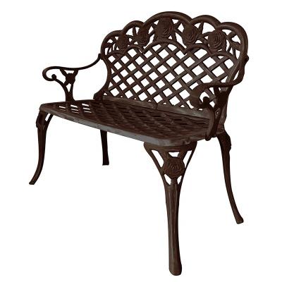 China Western Style Cast Aluminum Furniture Outdoor Garden Furniture Patio Rose KD Bench for sale