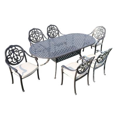 China Western Style Cast Aluminum Furniture Outdoor Garden Furniture Patio Sets Bolla 6 Seater Dining Set for sale