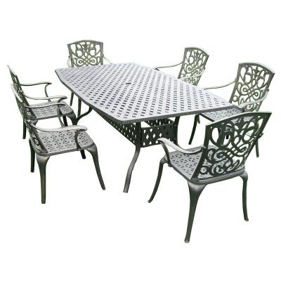 China Western Style Cast Aluminum Outdoor Furniture Garden Furniture Patio Sets Knot 6 Seater Dining Set for sale