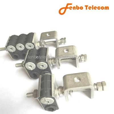 China Telecommunication Stainless Steel Fiber Optic Clamp RF Conductor Clamp /Hanger For 1/2 In Coaxial Cable for sale