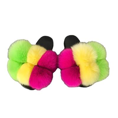 China Cushioning genuine ladies slippers 2021 children fur slippers and pinch top fashion for sale