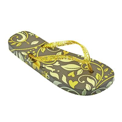 China Flip Flops Cheap EVA Sole with Transparent Glitter PVC Strap Summer Flip Flops Slipper for Women and Girls for sale