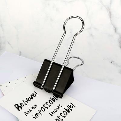 China Simple Practical Stationery Binder Clip Custom Shapes Binding Paper Skeleton Clip 141.4g 10pcs Large Iron Strong Black Metal Office 150mm for sale