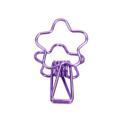 China Colorful Metal Flower Shape Metal Binder Clip For School&Office for sale